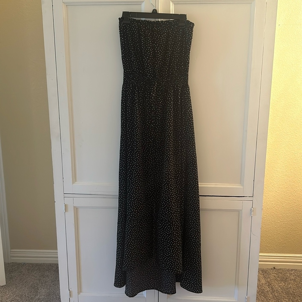 Strapless polka dot dress